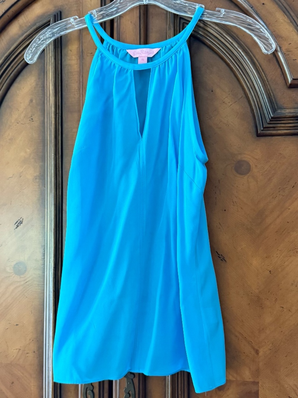 Lilly Pulitzer Vibrant Blue Silk Tank Top Keyhole Neckline Size XS